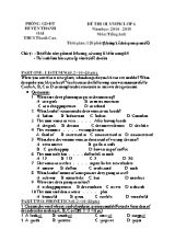 Đề thi Olympic môn Tiếng Anh Lớp 8 - Năm học 2014-2015 - Trường THCS Thanh Cao (Có đáp án)